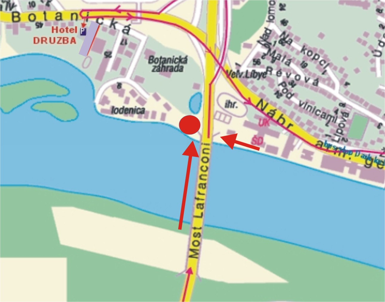 mapa - protestný bicyklový výlet