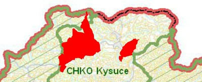 Mapa - chýbajúce katastre CHKO Kysuce